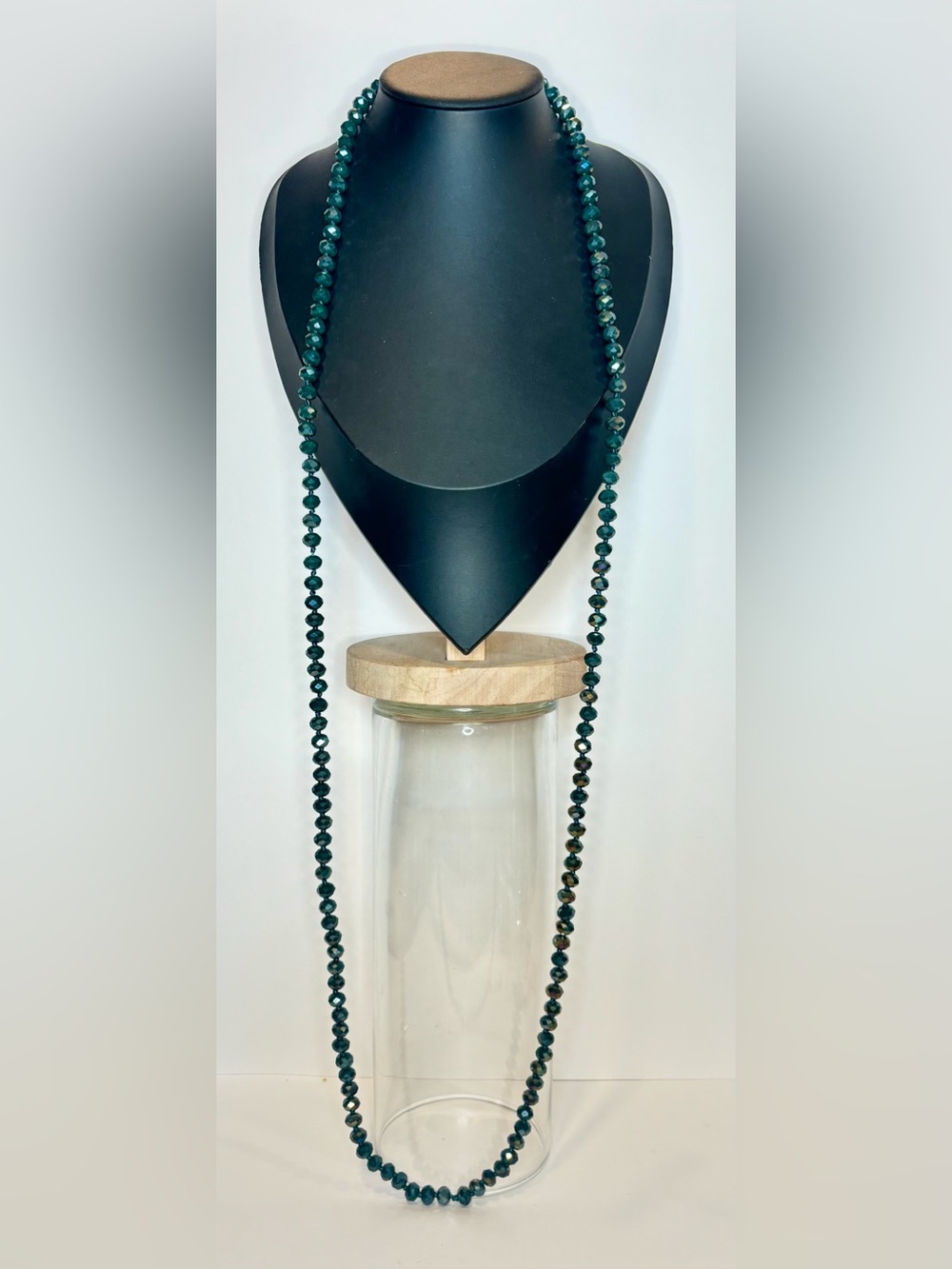 Faceted Dark Teal Beaded Necklace
